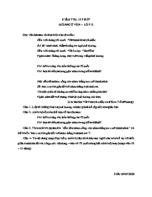 Đề kiểm tra 15 phút môn Ngữ văn Lớp 12 - Năm học 2019-2020